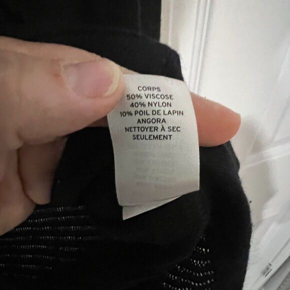 Trouve M Lightweight Ribbed Knit Black Women's Top Goth Y2K Bella‎ Sheer - Picture 4 of 8